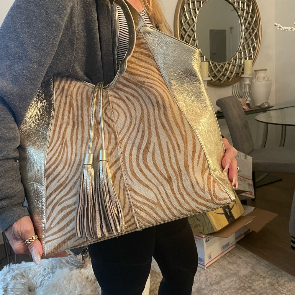 Gold and Tan Tote Bag